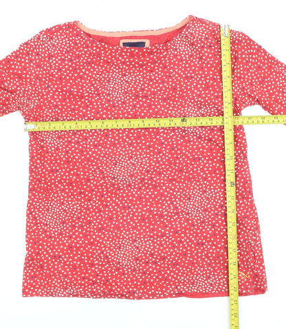 Crew Clothing Women’s Red Geometric Cotton Long Sleeve Blouse Size 8
