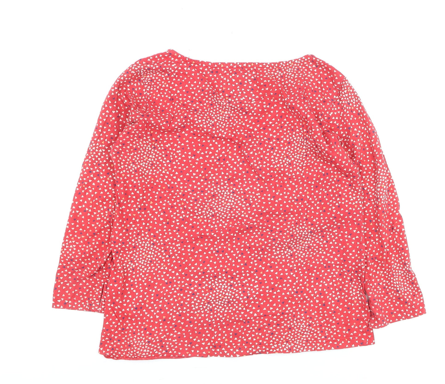 Crew Clothing Women’s Red Geometric Cotton Long Sleeve Blouse Size 8