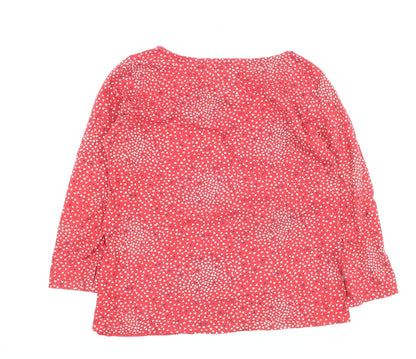 Crew Clothing Women’s Red Geometric Cotton Long Sleeve Blouse Size 8