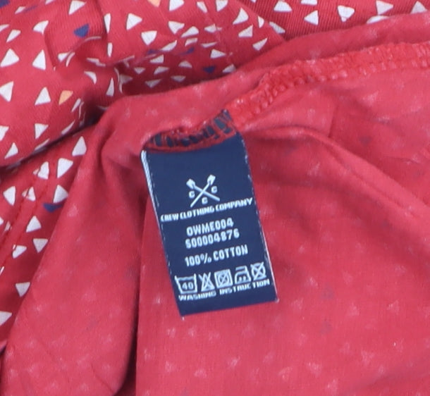 Crew Clothing Women’s Red Geometric Cotton Long Sleeve Blouse Size 8