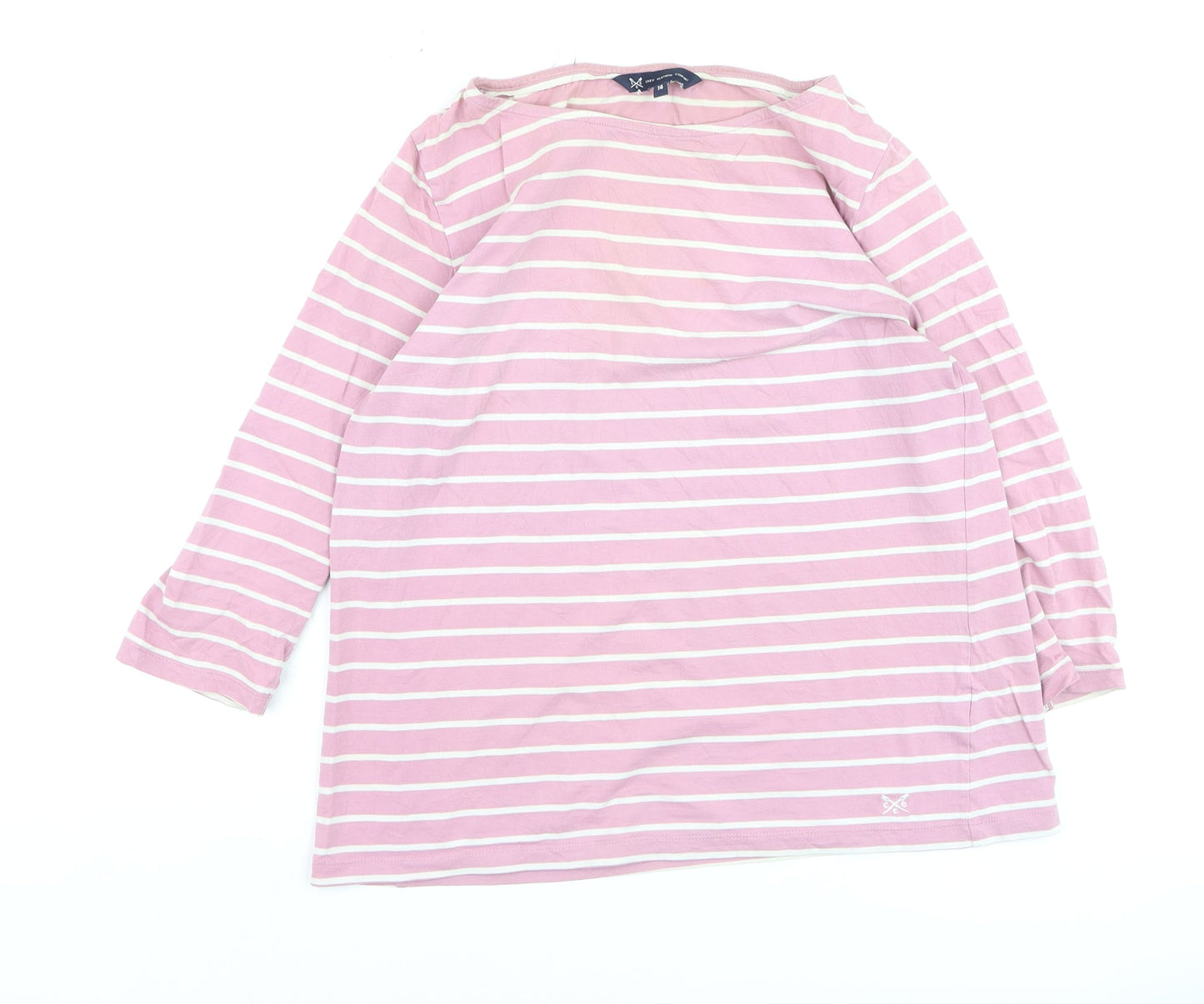 Crew Clothing Women’s Pink Stripe Cotton Boat Neck Jumper Size 14