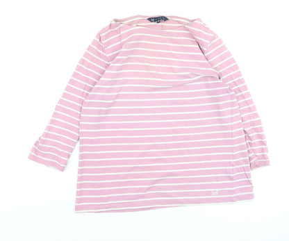 Crew Clothing Women’s Pink Stripe Cotton Boat Neck Jumper Size 14