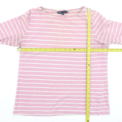 Crew Clothing Women’s Pink Stripe Cotton Boat Neck Jumper Size 14