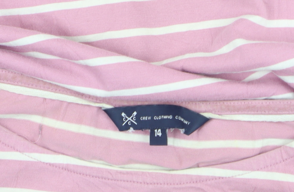 Crew Clothing Women’s Pink Stripe Cotton Boat Neck Jumper Size 14