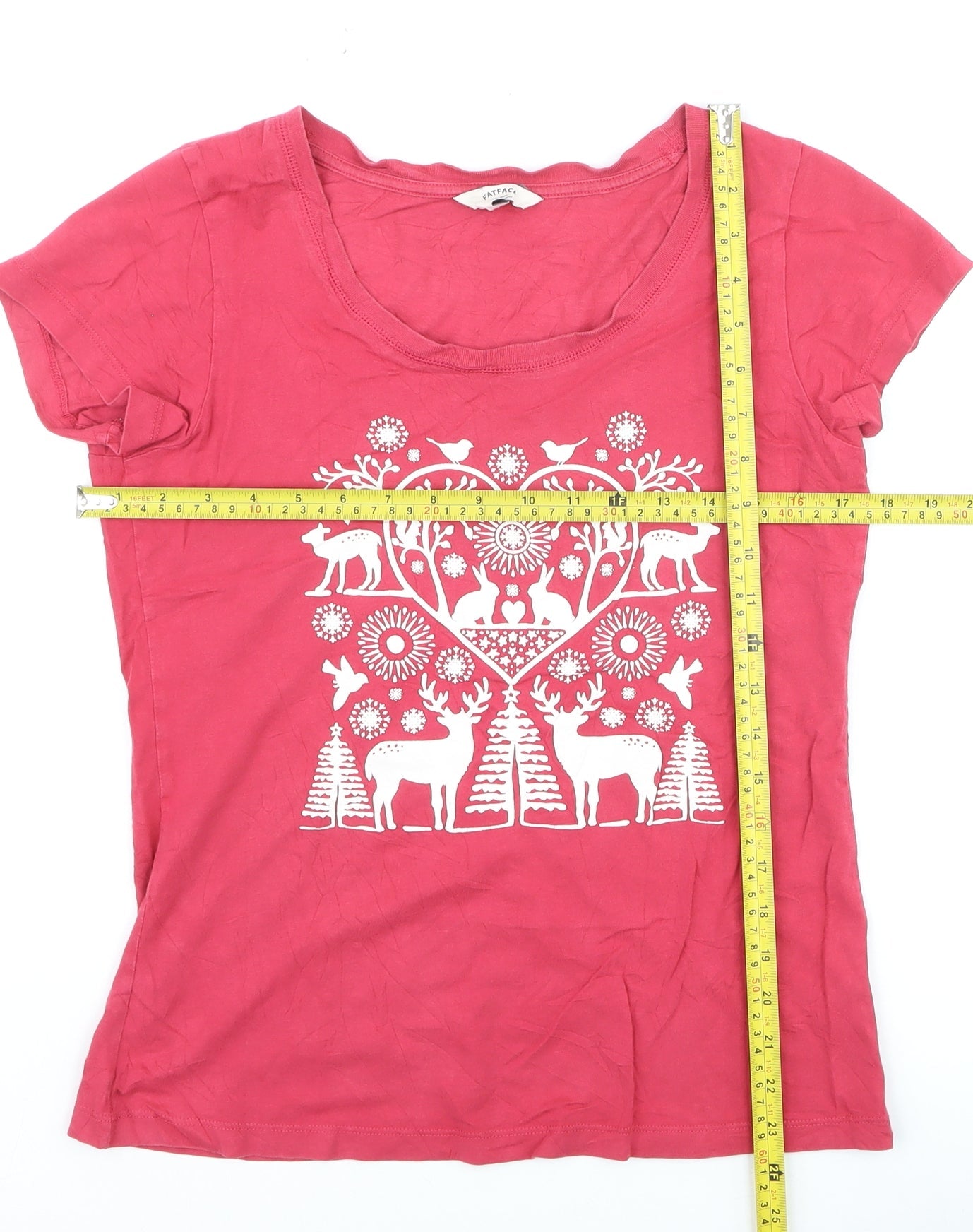 FatFace Womens Pink Cotton Animal Print Short Sleeve T-Shirt Size 12