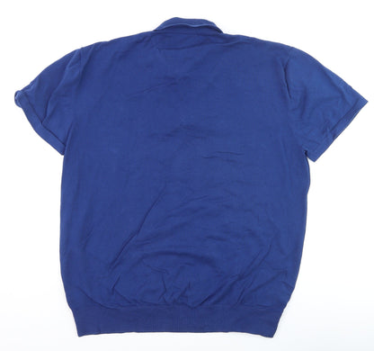Next Men's Blue XL 1/4 Zip Cotton Polo Shirt