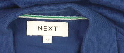 Next Men's Blue XL 1/4 Zip Cotton Polo Shirt