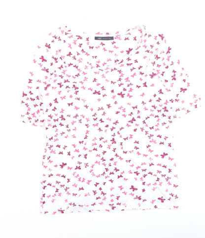 Marks and Spencer Womens Multicoloured Butterfly Cotton T-Shirt Size 14