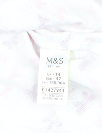 Marks and Spencer Womens Multicoloured Butterfly Cotton T-Shirt Size 14