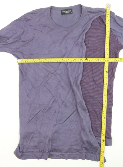 John Smedley Women's Purple Cotton Silk Crew Neck Jumper Size M