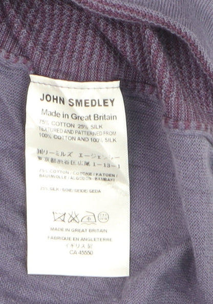 John Smedley Women's Purple Cotton Silk Crew Neck Jumper Size M