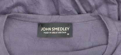 John Smedley Women's Purple Cotton Silk Crew Neck Jumper Size M