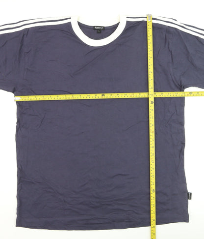 Originals Mens Blue Crew Neck Short Sleeve Striped T-Shirt L