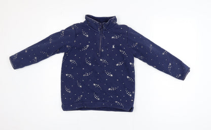 Joules Girls Blue Star Print Fleece 1/4 Zip Activewear Jacket 7-8 Years
