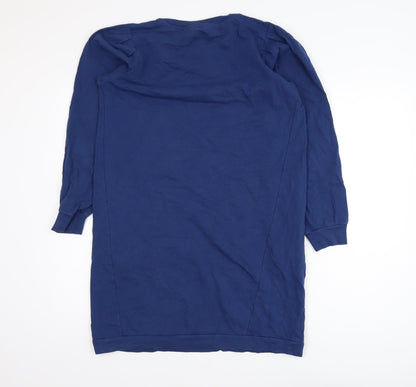 Oliver Bonas Women Blue Tunic Sweatshirt UK 12 Cotton Blend
