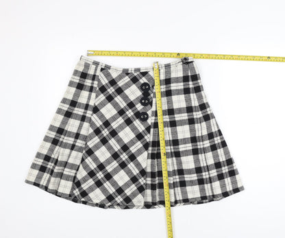 Marks and Spencer Women’s Black Plaid A-Line Wool Skirt Size 14L