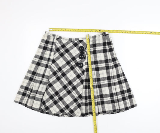Marks and Spencer Women’s Black Plaid A-Line Wool Skirt Size 14L