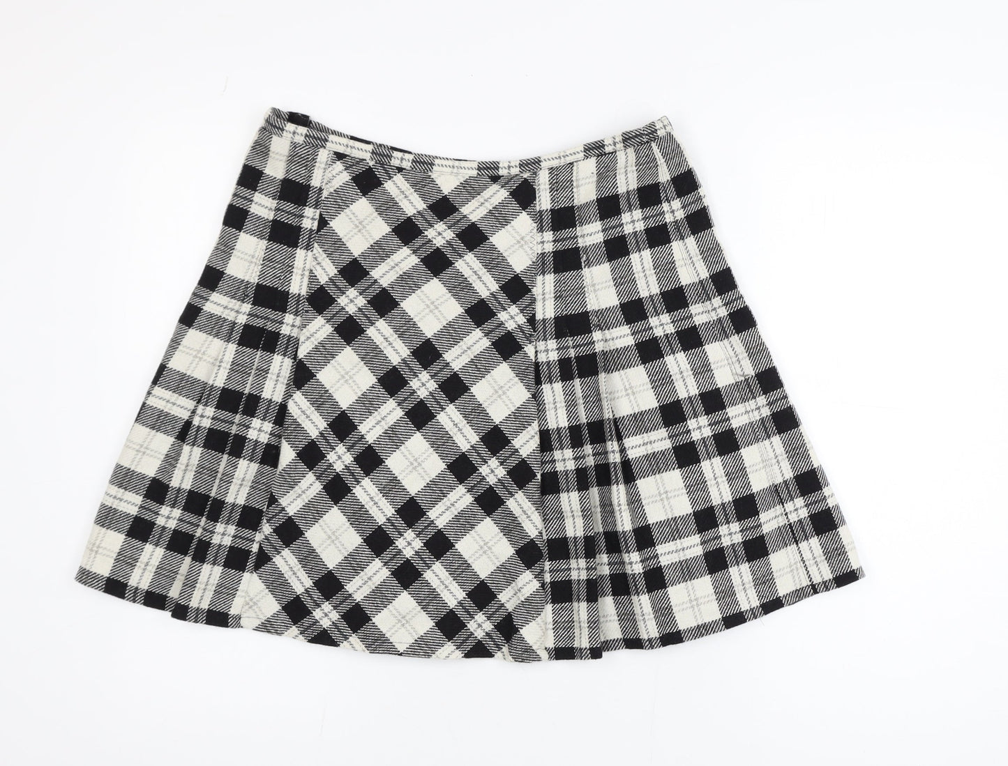 Marks and Spencer Women’s Black Plaid A-Line Wool Skirt Size 14L