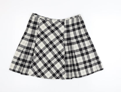 Marks and Spencer Women’s Black Plaid A-Line Wool Skirt Size 14L