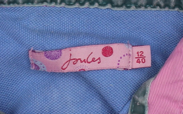 Joules Girls Blue Pink Polo Shirt Size 12 Years Embroidered Number 3