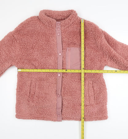 Simply Be Women Pink Size 12 Teddy Fleece Snap Button Sweatshirt