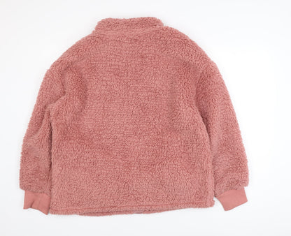 Simply Be Women Pink Size 12 Teddy Fleece Snap Button Sweatshirt