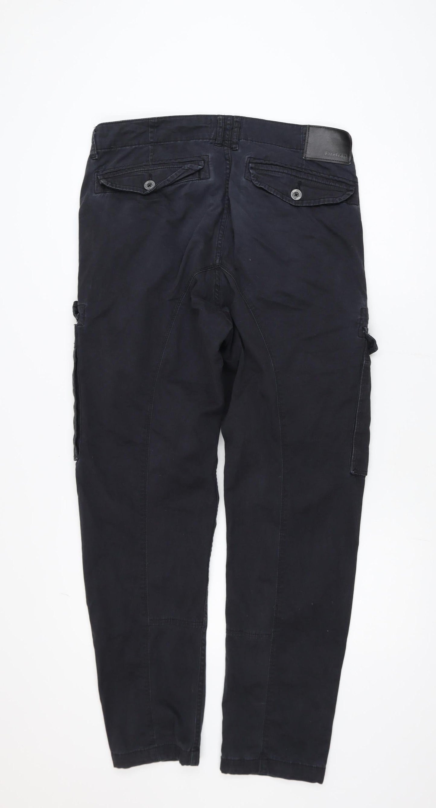 Firetrap Men's Black Cargo Jeans W36 L32 Tapered Fit