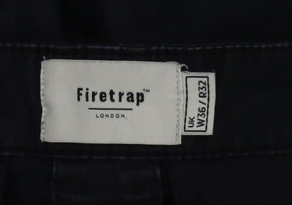 Firetrap Men's Black Cargo Jeans W36 L32 Tapered Fit