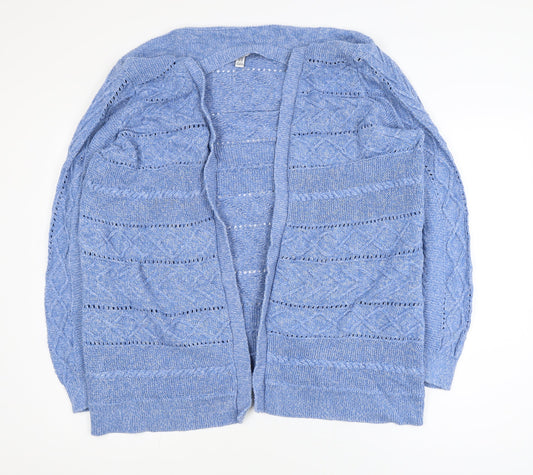M&Co Women’s Blue Cotton Knit Open Cardigan XL