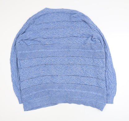 M&Co Women’s Blue Cotton Knit Open Cardigan XL