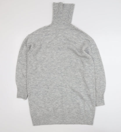 MNG Women's Grey Roll Neck Long Sleeve Knit Jumper XS