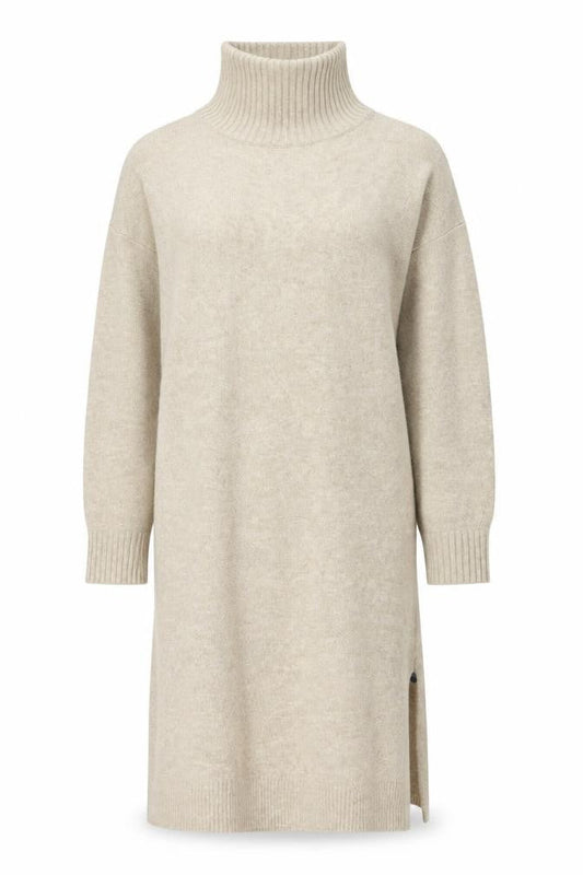 Uniqlo Women Beige Roll Neck Long Sleeve Tunic Jumper Size S