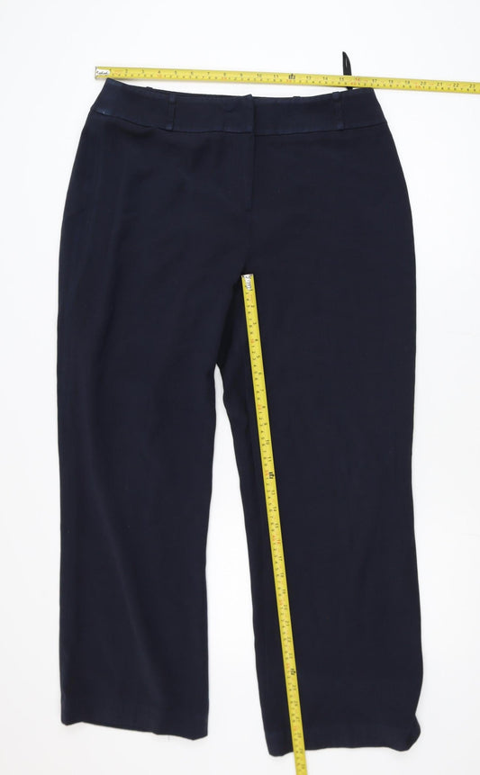 CC Womens Navy Blue Size 14 Straight Leg Trousers Polyester Blend