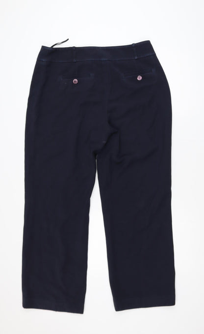 CC Womens Navy Blue Size 14 Straight Leg Trousers Polyester Blend