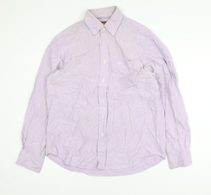 Lee Cooper Men's Purple 16 Regular Fit Cotton Button-Up Shirt