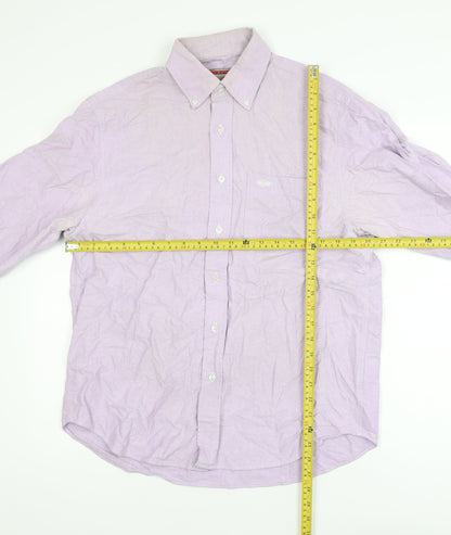 Lee Cooper Men's Purple 16 Regular Fit Cotton Button-Up Shirt