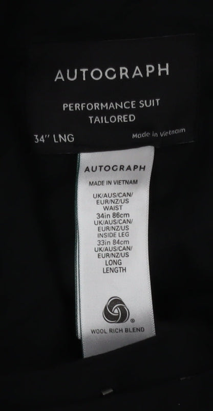 Marks and Spencer Autograph Men’s Black Wool Blend Slim Dress Pants 34L