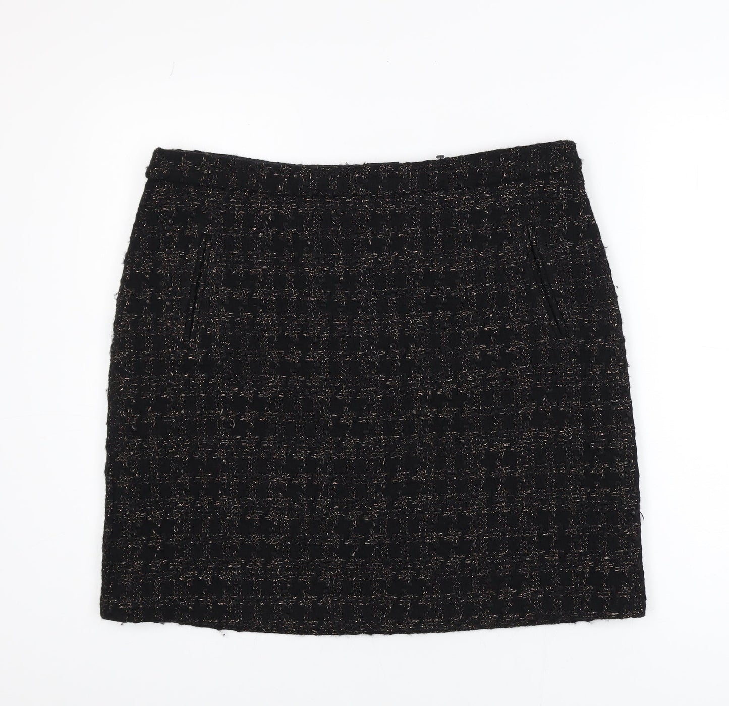 M&Co Women’s Black Tweed Knee Length Pencil Skirt Size 16