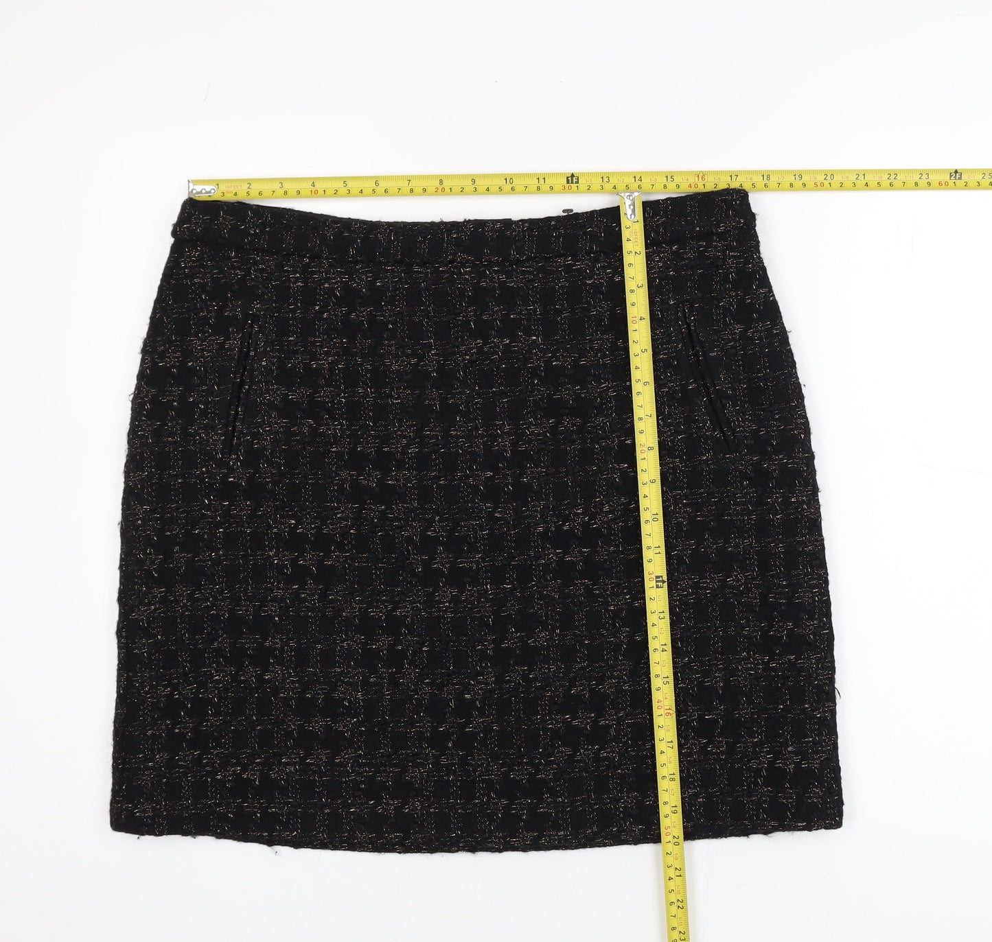 M&Co Women’s Black Tweed Knee Length Pencil Skirt Size 16