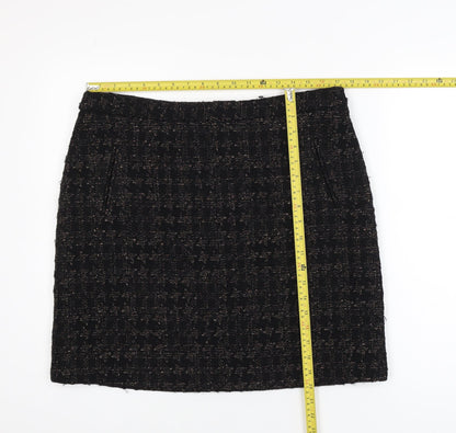 M&Co Women’s Black Tweed Knee Length Pencil Skirt Size 16