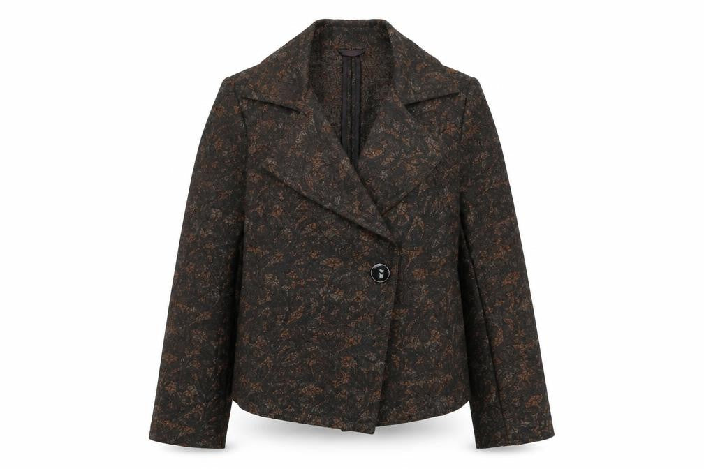 Viyella Women's Brown Floral Single-Breasted Blazer UK 12