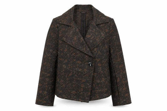 Viyella Women's Brown Floral Single-Breasted Blazer UK 12