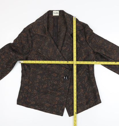 Viyella Women's Brown Floral Single-Breasted Blazer UK 12