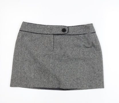 Dorothy Perkins Women's Grey Wool Blend Short Pencil Skirt Size 14
