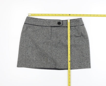 Dorothy Perkins Women's Grey Wool Blend Short Pencil Skirt Size 14