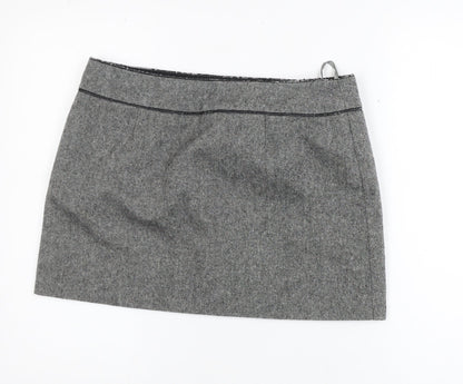 Dorothy Perkins Women's Grey Wool Blend Short Pencil Skirt Size 14