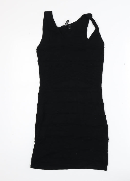 H&M Women Black Size 8 Sleeveless Bodycon Short Dress