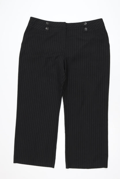 BHS Women’s Black Pinstripe Petite Size 18 Straight Leg Trousers