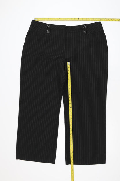 BHS Women’s Black Pinstripe Petite Size 18 Straight Leg Trousers