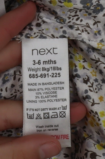 Next Girls Grey Mid-Length Bow Trim Wool Look Coat 2XS 3-6 Months